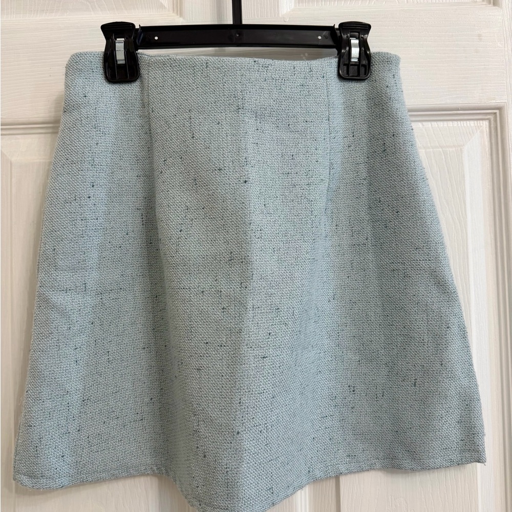 Women's Light Blue Tweed Skirt Set - Elegant Two-Piece - Picture 10 of 11